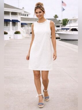 Sail to Sable White Eyelet Sleeveless Dress Keyhole Cutout Size XL